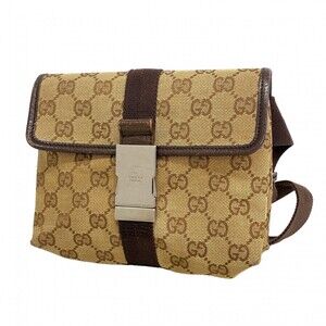 Gucci Waist Bag GG Canvas Beige Brown Silver Hardware